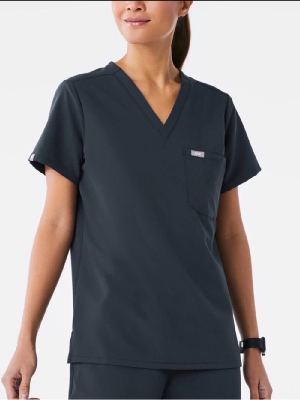 Figs Catarina One-Pocket Scrub Top in Dark Harbour
